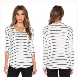 Chaser thermal Henley white black striped top